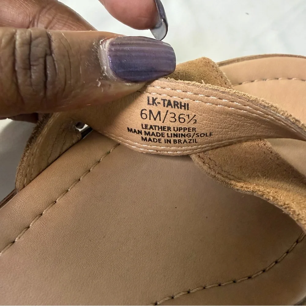 Lucky Brand‎ Women’s Size 6 Sandals Tarhi Brown Suede Ankle Strap Wedge Platform